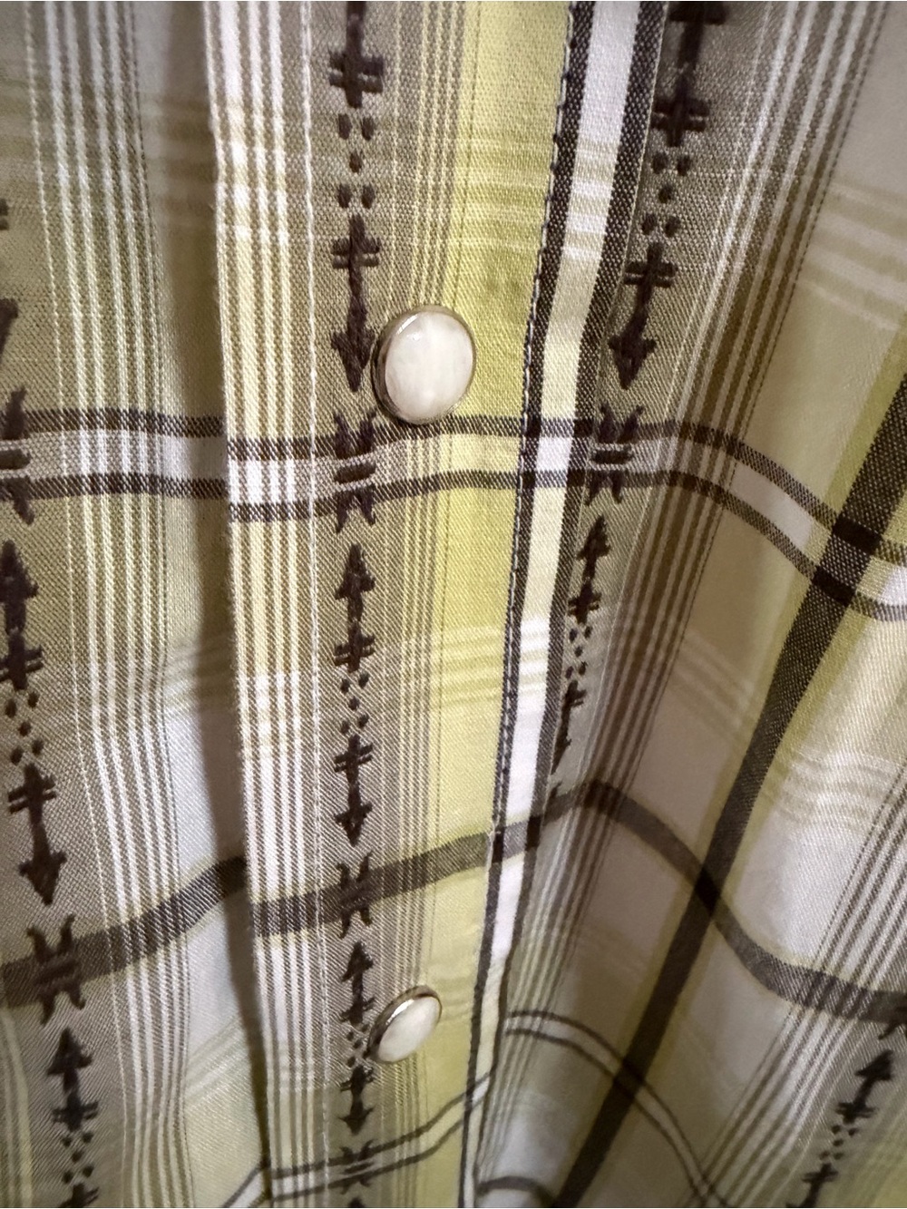 Roper Men's Yellow and White Plaid Western Snap Shirt - Picture 2 of 3